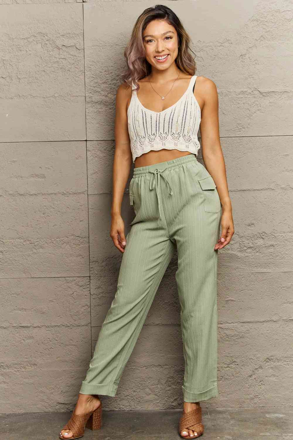 Tie Waist Long Pants Bazaarbey
