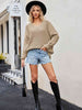 V-Neck Ribbed Dropped Shoulder Knit Top Trendsi