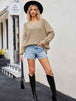 V-Neck Ribbed Dropped Shoulder Knit Top Trendsi