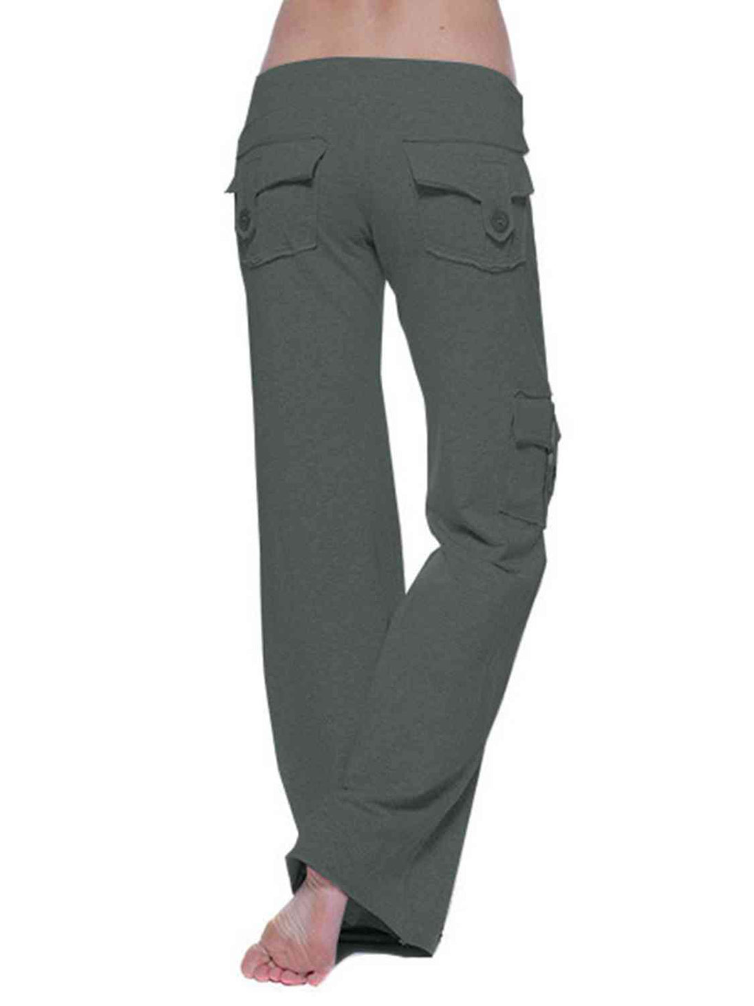 Mid Waist Pants with Pockets Bazaarbey