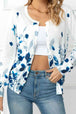  Floral Button Front Round Neck Cardigan Trendsi