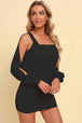 Square Neck Split Sleeve Mini Dress -BazaarBey - www.shopbazaarbey.com