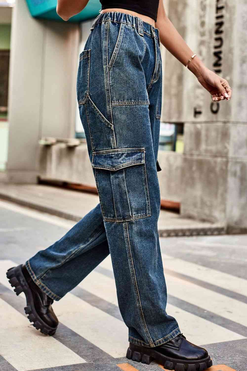 Loose Fit Long Pants with Pockets Trendsi