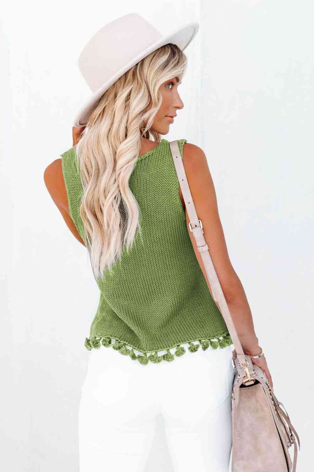  Tassel Hem Knit Tank Trendsi