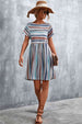 Striped Round Neck Dress -BazaarBey - www.shopbazaarbey.com