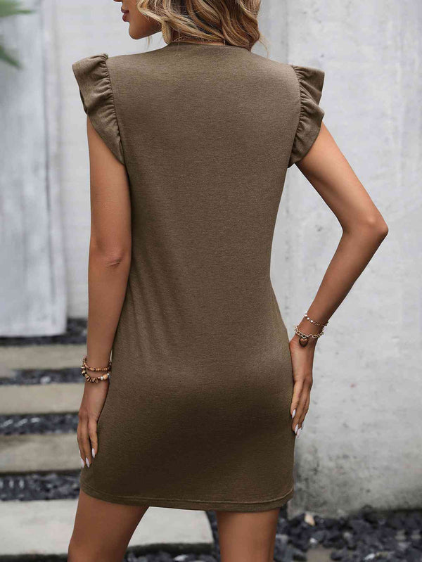 Round Neck Butterfly Sleeve Dress with Pocket -BazaarBey - www.shopbazaarbey.com