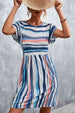 Striped Round Neck Dress -BazaarBey - www.shopbazaarbey.com