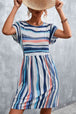 Striped Round Neck Dress -BazaarBey - www.shopbazaarbey.com