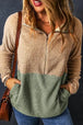 Contrast Half Zip Long Sleeve Sweatshirt Bazaarbey