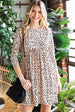Printed Round Neck Long Sleeve Dress -BazaarBey - www.shopbazaarbey.com