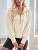 Ribbed Half Zip Collared Neck Sweatshirt Bazaarbey