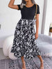 Printed Round Neck Ruffle Hem Dress -BazaarBey - www.shopbazaarbey.com