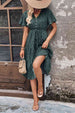 Printed Buttoned V-Neck Flutter Sleeve Dress -BazaarBey - www.shopbazaarbey.com