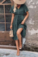 Printed Buttoned V-Neck Flutter Sleeve Dress -BazaarBey - www.shopbazaarbey.com