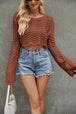 Round Neck Long Sleeve Cropped Sweater Bazaarbey