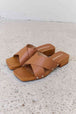  Step Into Summer Criss Cross Wooden Clog Mule in Brown Trendsi