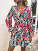 Printed  Balloon Sleeve Mini Dress -BazaarBey - www.shopbazaarbey.com