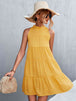 Tie Back Mock Neck Tiered Dress -BazaarBey - www.shopbazaarbey.com