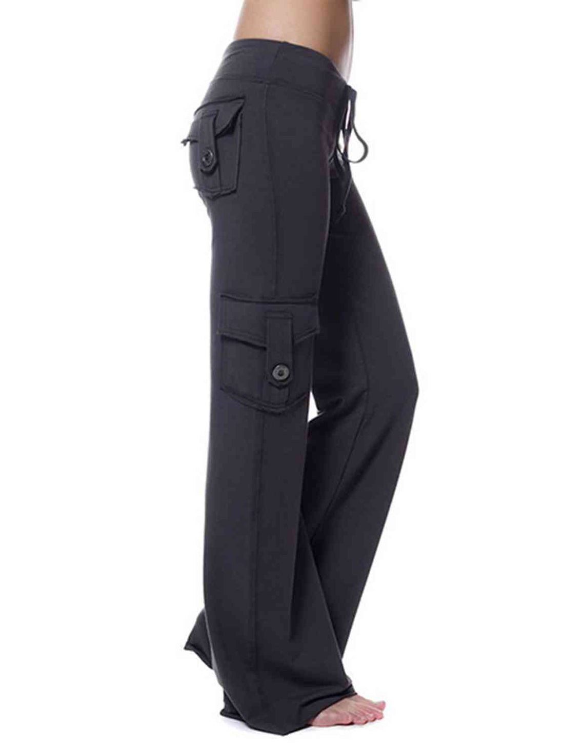 Mid Waist Pants with Pockets Bazaarbey