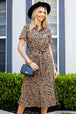 Animal Print Short Sleeve Belted Dress -BazaarBey - www.shopbazaarbey.com
