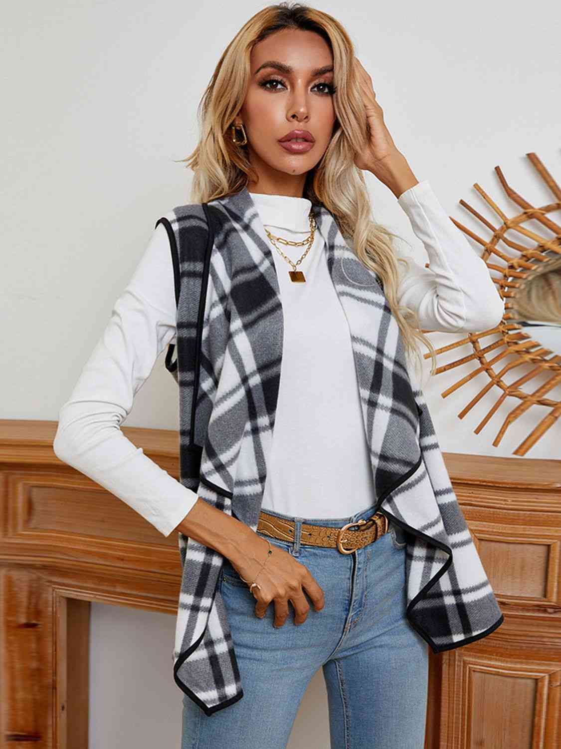 Plaid  Vest Trendsi