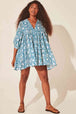 Floral Tie Neck Lantern Sleeve Dress -BazaarBey - www.shopbazaarbey.com