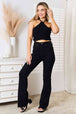  Halter Neck Ribbed Cropped Knit Top Trendsi
