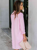Button Up Collared Neck Long Sleeve Shirt Dress -BazaarBey - www.shopbazaarbey.com