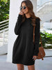 Round Neck Long Sleeve Mini Dress with Pockets -BazaarBey - www.shopbazaarbey.com