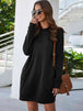Round Neck Long Sleeve Mini Dress with Pockets -BazaarBey - www.shopbazaarbey.com