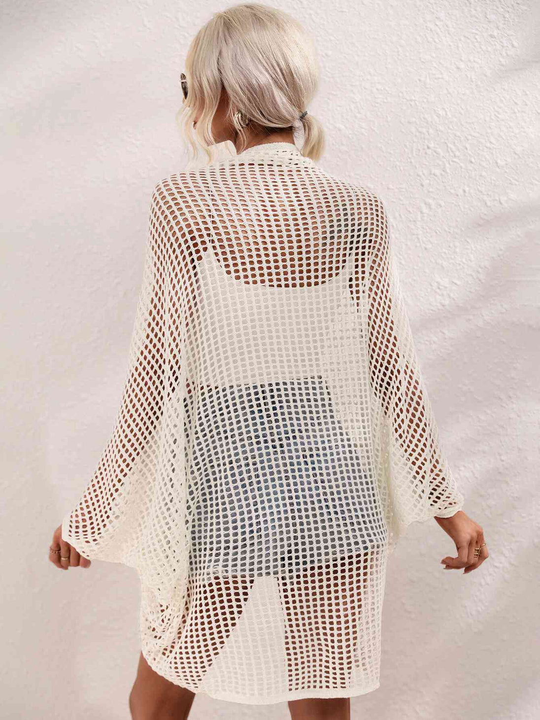 Openwork Open Front Longline Cover Up Bazaarbey