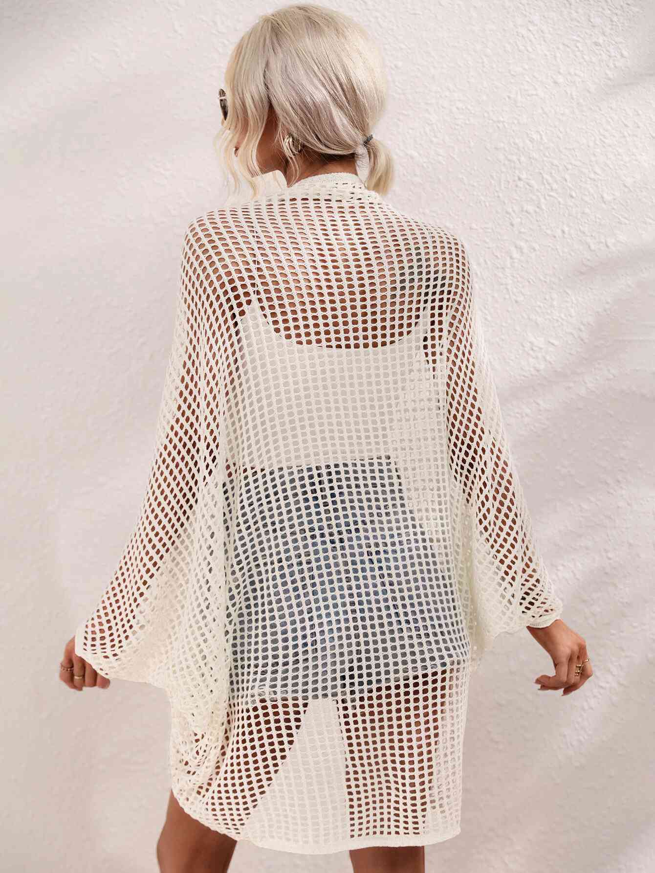 Openwork Open Front Longline Cover Up Bazaarbey
