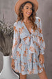 Floral Deep V Flounce Sleeve Mini Dress -BazaarBey - www.shopbazaarbey.com