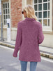 Ribbed Turtleneck Long Sleeve Slit Knit Top Bazaarbey