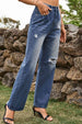 Distressed Buttoned Loose Fit Jeans Trendsi