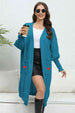Lantern Sleeve Open Front Pocketed Cardigan Trendsi