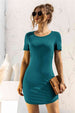 Round Neck Short Sleeve Mini Dress -BazaarBey - www.shopbazaarbey.com
