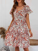 Printed V-Neck Tiered Dress -BazaarBey - www.shopbazaarbey.com