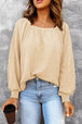 Square Neck Waffle-Knit Top Trendsi
