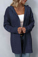 Cable-Knit Dropped Shoulder Hooded Cardigan Bazaarbey