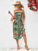 Printed Strapless Tie Belt Dress -BazaarBey - www.shopbazaarbey.com