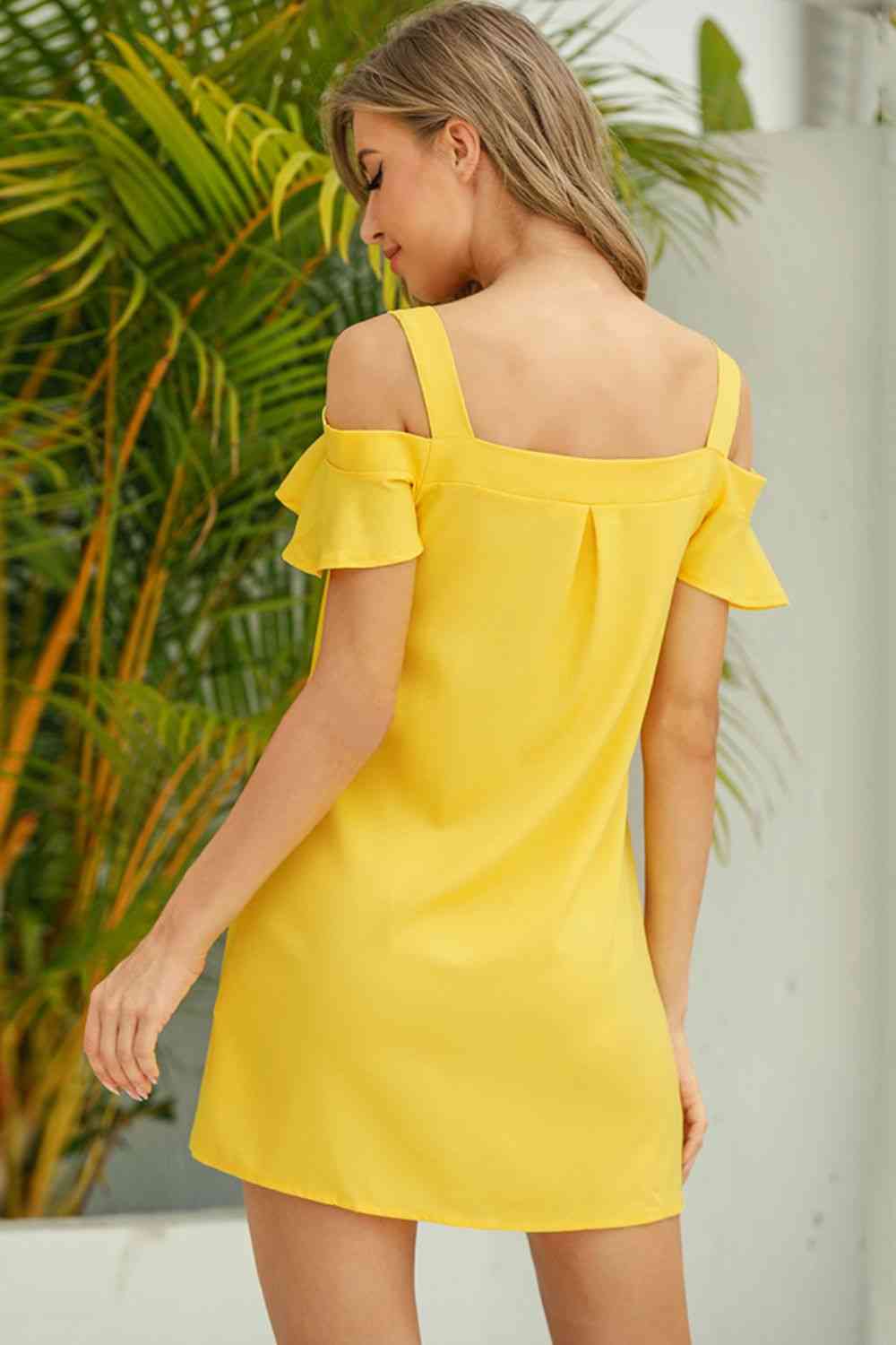 Cold-Shoulder Mini Dress -BazaarBey - www.shopbazaarbey.com