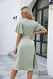Tie Waist Flutter Sleeve Surplice Dress Bazaarbey