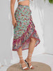 Tie Waistband Flounce Hem Midi Skirt Trendsi