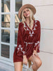 V-Neck Long Sleeve Mini Dress -BazaarBey - www.shopbazaarbey.com