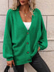  Button Down Horizontal-Ribbing  Cardigan Trendsi