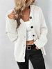 Button Up Drawstring Long Sleeve Hooded Cardigan Bazaarbey