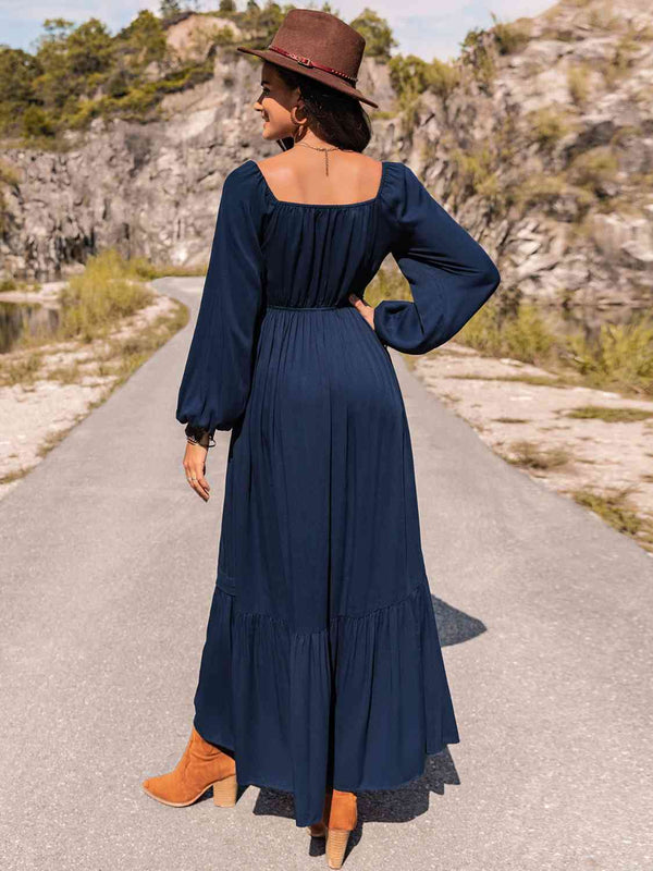 Long Sleeve Lace Trim Maxi Dress -BazaarBey - www.shopbazaarbey.com