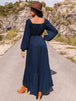 Long Sleeve Lace Trim Maxi Dress -BazaarBey - www.shopbazaarbey.com