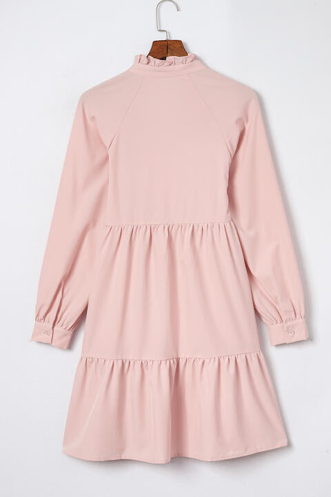 Notched Neck Tiered Dress -BazaarBey - www.shopbazaarbey.com